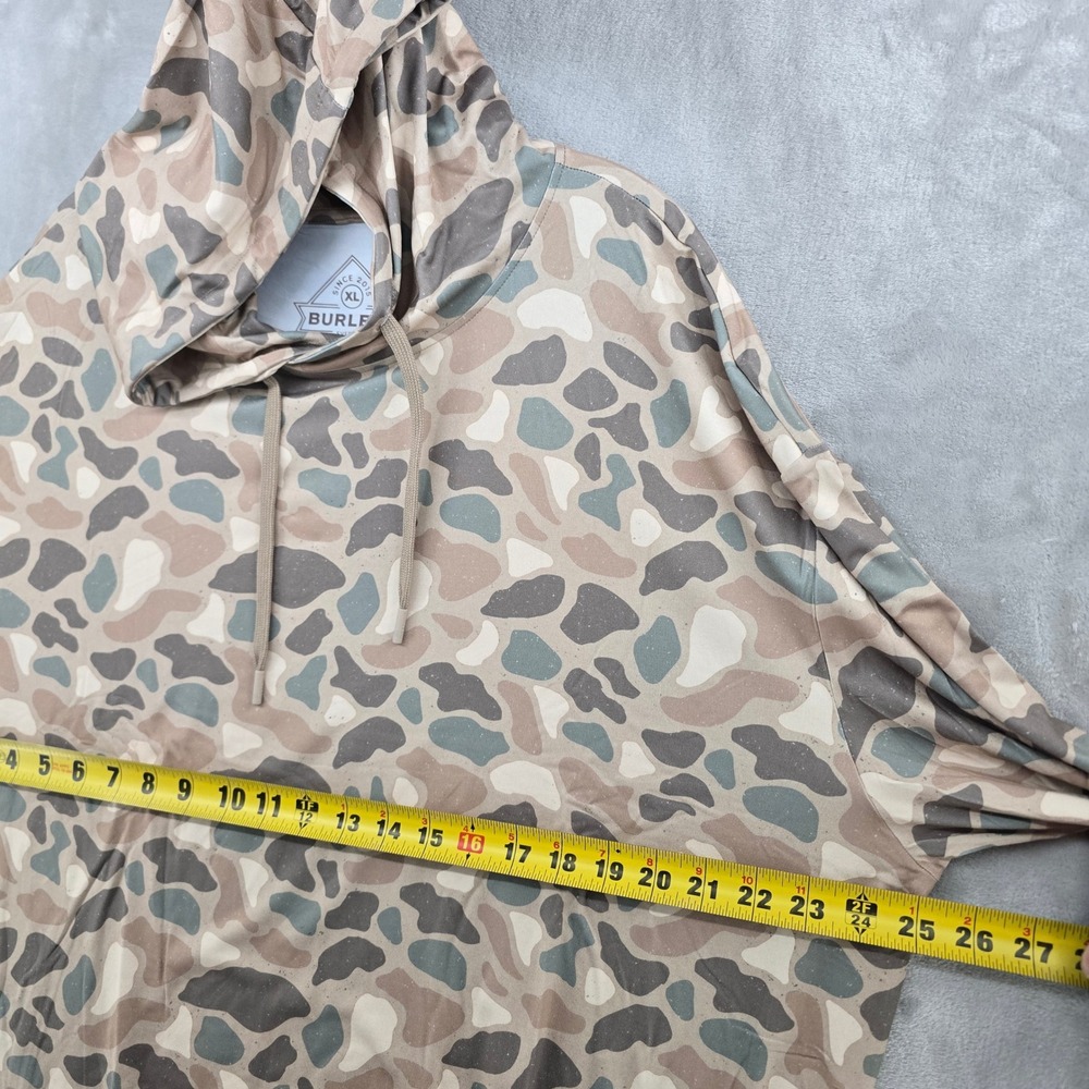 BURLEBO Performance Hoodie Mens XL Tan Camo Duck Hunt UPF 50 Sun Protection - Picture 4 of 6